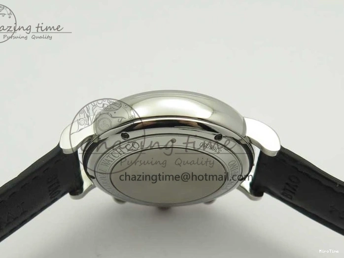 MIROTIME 0327 Snug Portofino IW391022 SS ZK 1:1 Best Edition White Dial Gold Markers On Black Leather Strap A 7130